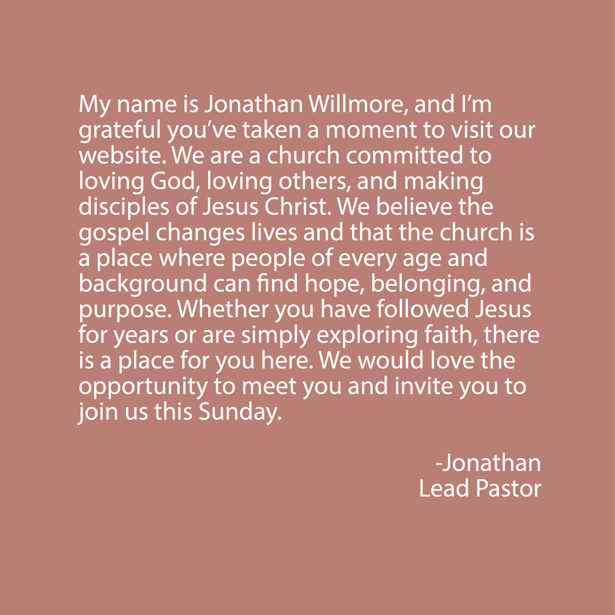 Welcome from Jonathan